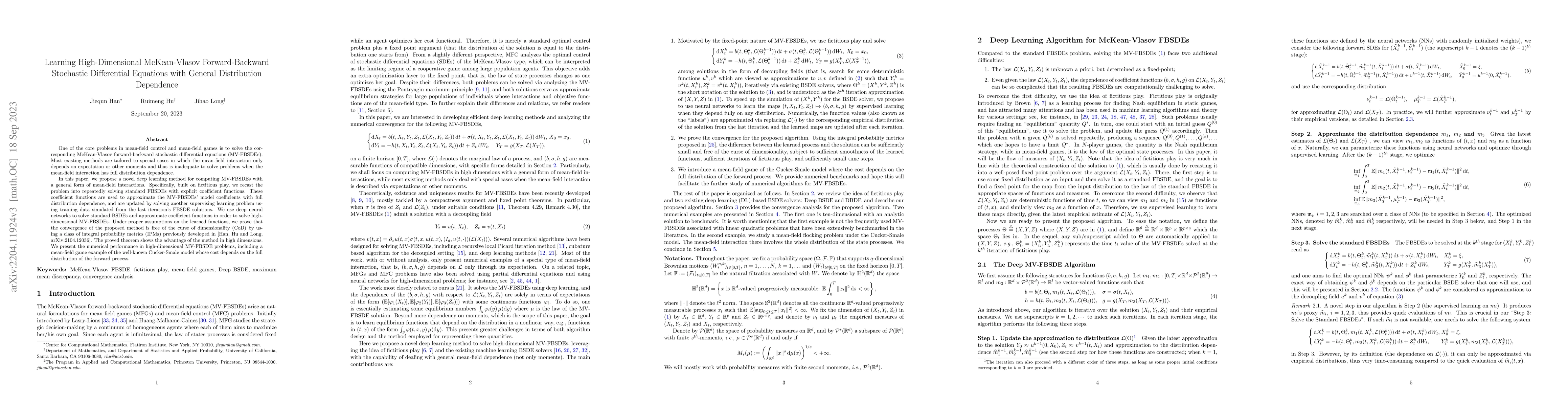 Thumbnail for Learning High-Dimensional McKean-Vlasov Forward-Backward Stochastic
  Differential Equations with General Distribution Dependence