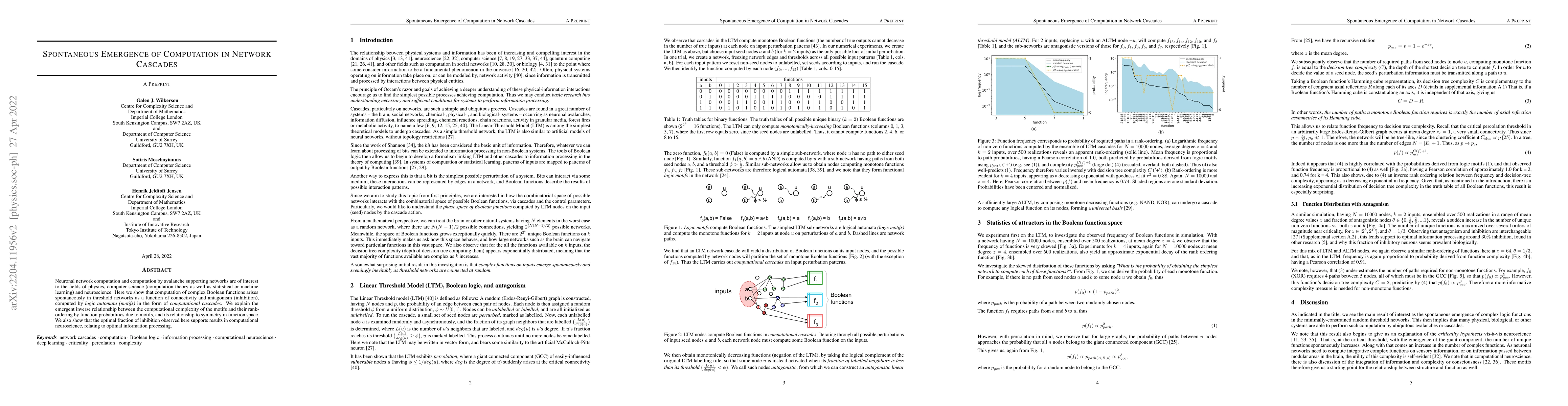 Thumbnail for Spontaneous Emergence of Computation in Network Cascades