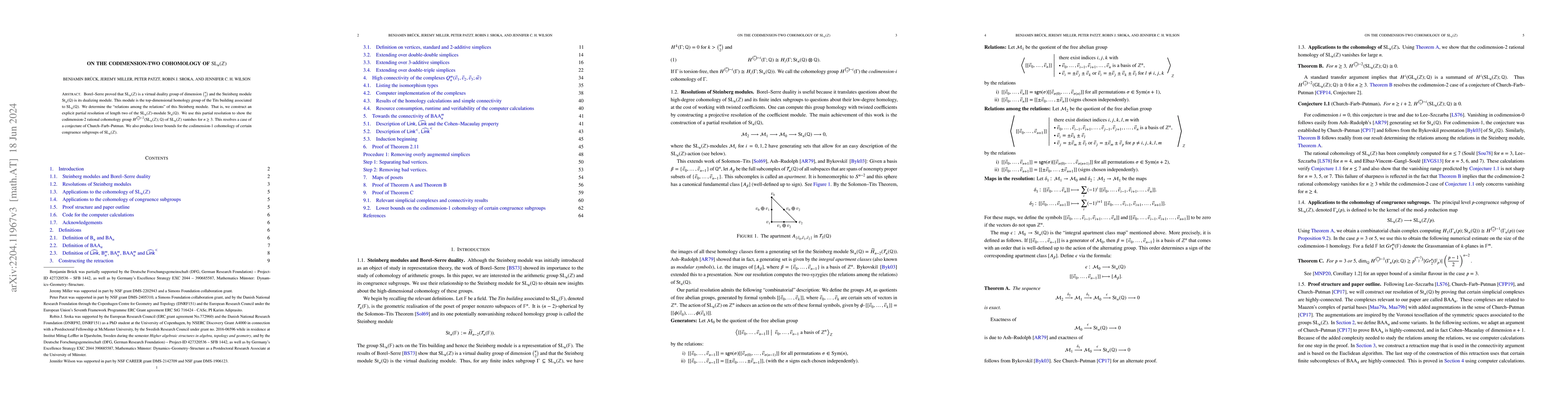 Thumbnail for On the codimension-two cohomology of $\mathrm{SL}_n(\mathbb{Z})$
