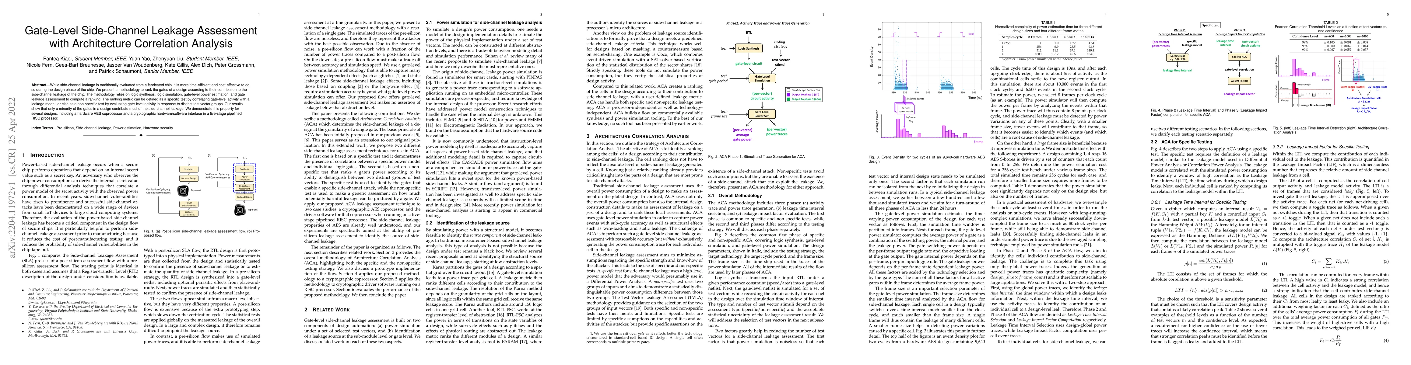 Thumbnail for Gate-Level Side-Channel Leakage Assessment with Architecture Correlation
  Analysis