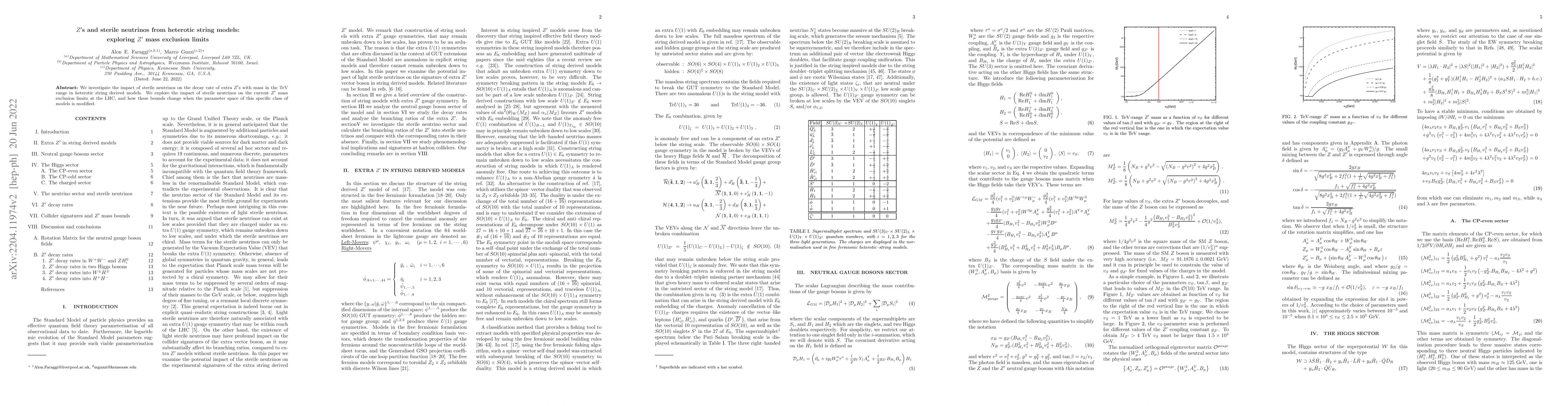 Thumbnail for $Z'$s and sterile neutrinos from heterotic string models: exploring $Z'$
  mass exclusion limits