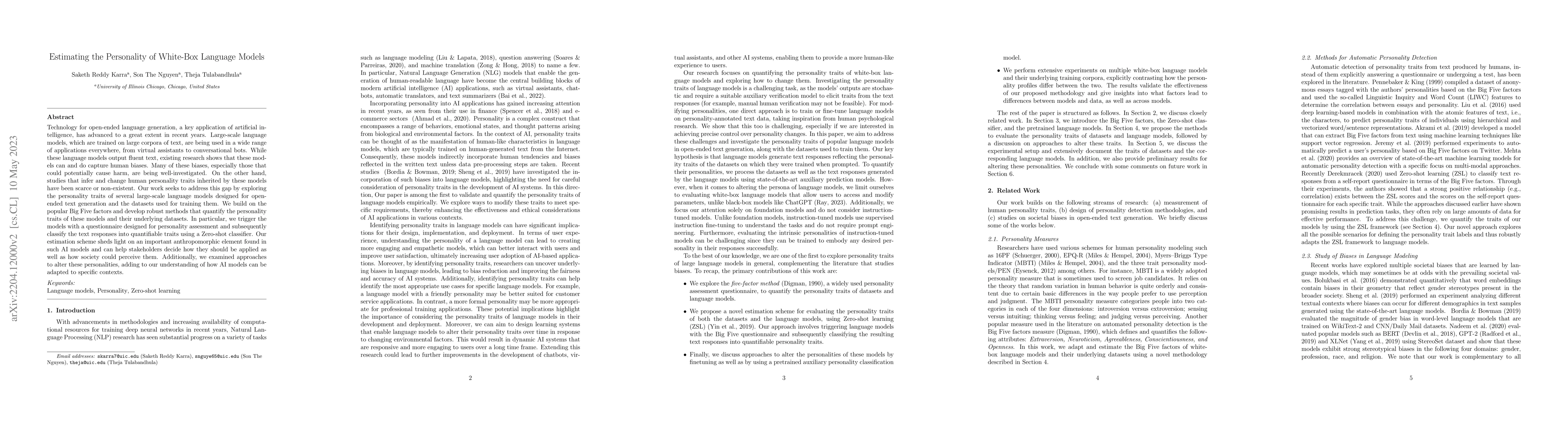 Thumbnail for Estimating the Personality of White-Box Language Models