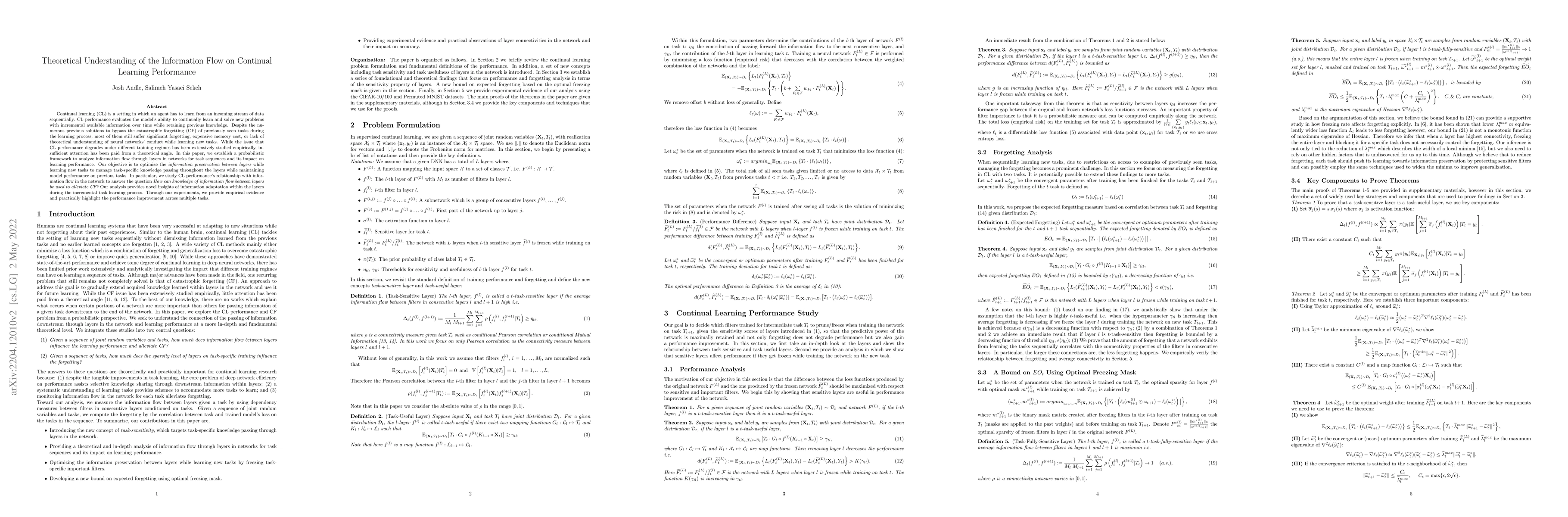 Thumbnail for Theoretical Understanding of the Information Flow on Continual Learning
  Performance