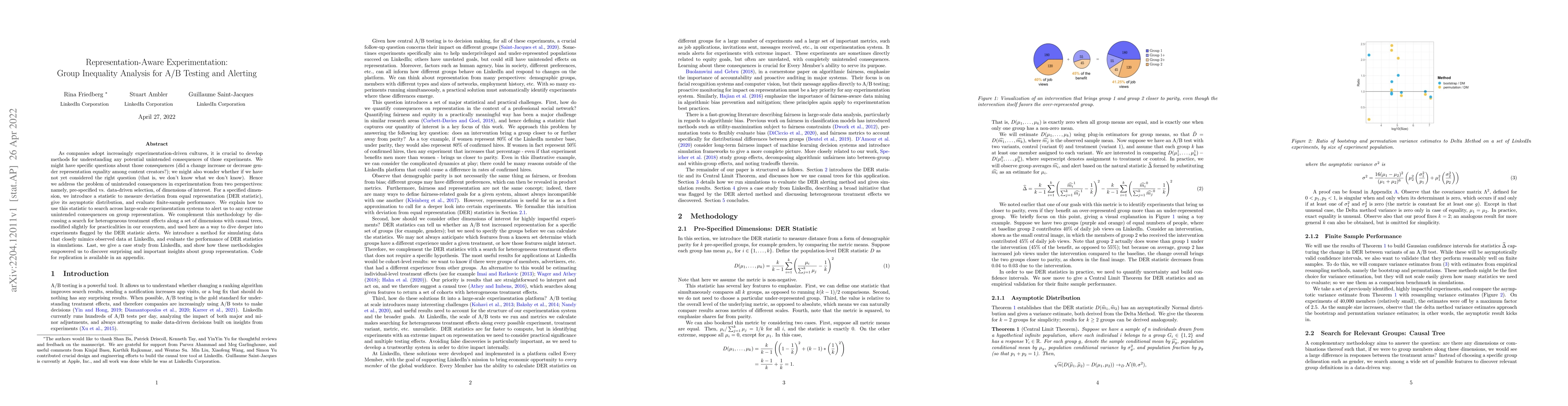 Thumbnail for Representation-Aware Experimentation: Group Inequality Analysis for A/B
  Testing and Alerting