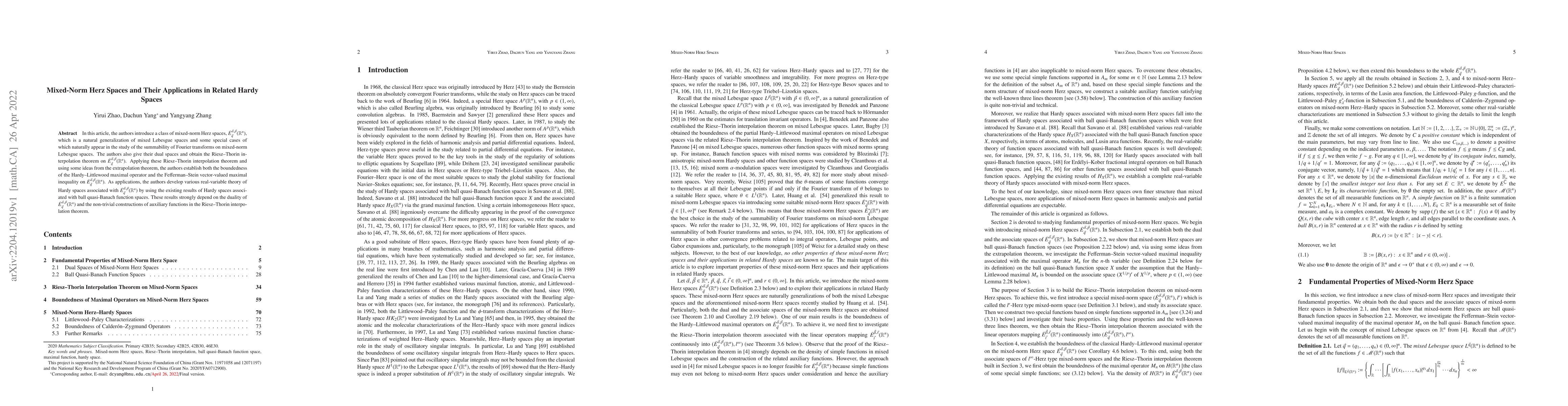 Thumbnail for Mixed-Norm Herz Spaces and Their Applications in Related Hardy Spaces