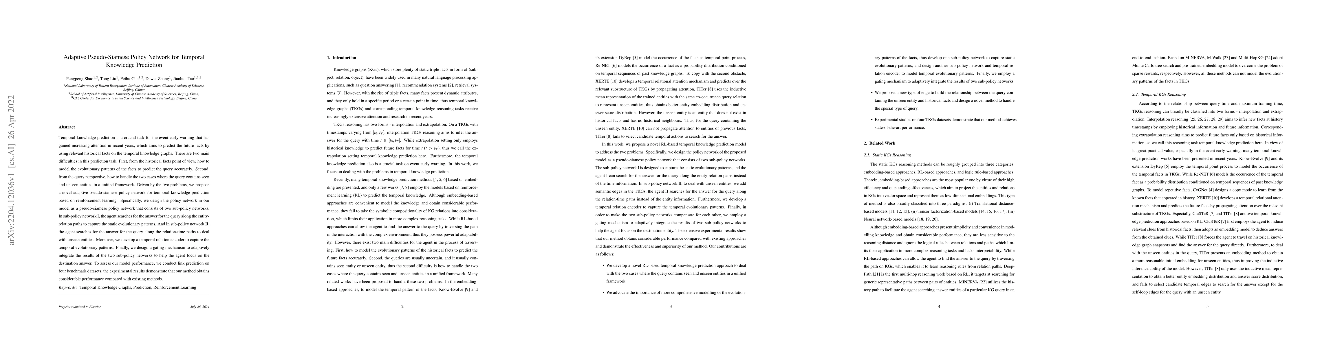 Thumbnail for Adaptive Pseudo-Siamese Policy Network for Temporal Knowledge Prediction