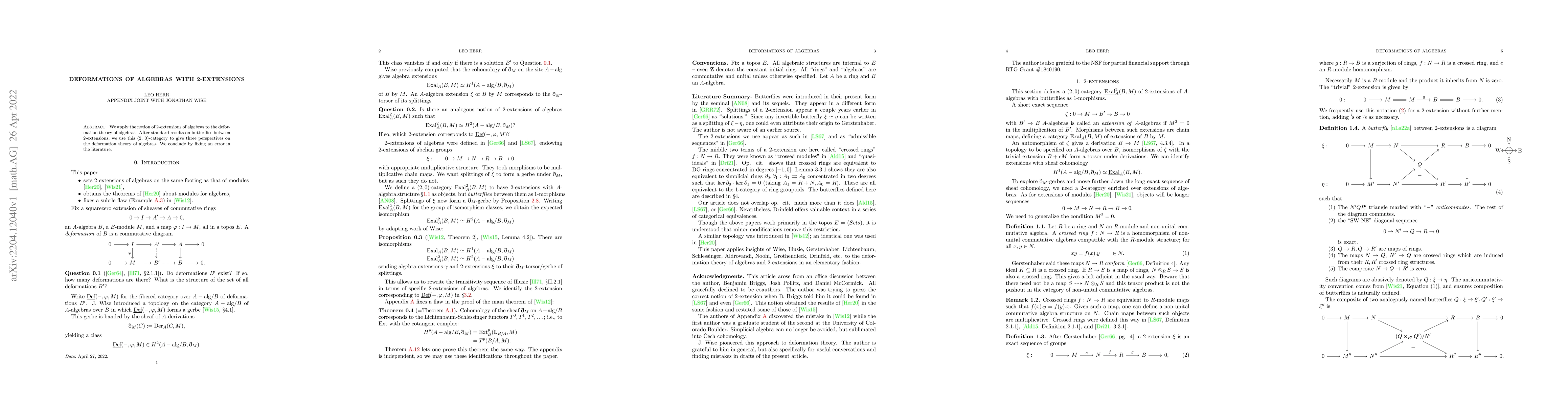 Thumbnail for Deformations of Algebras with 2-Extensions