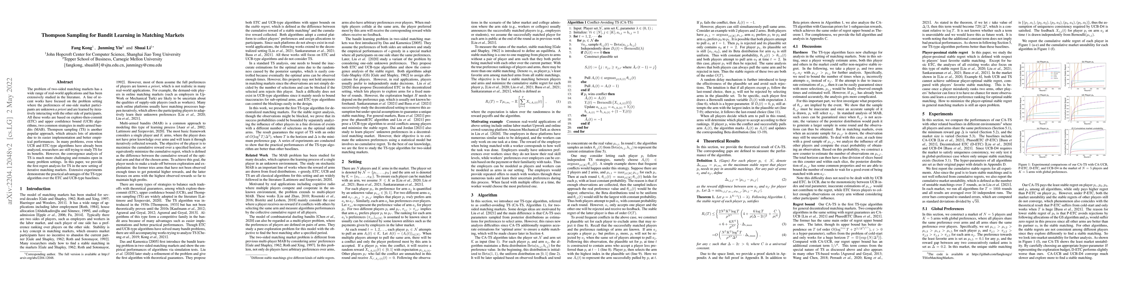 Thumbnail for Thompson Sampling for Bandit Learning in Matching Markets