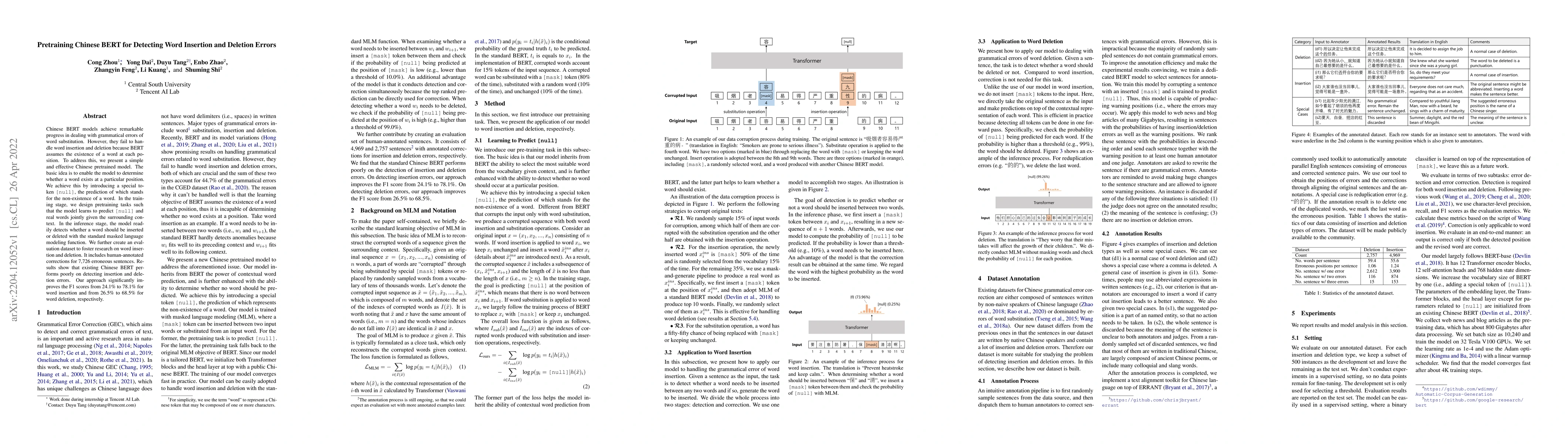 Thumbnail for Pretraining Chinese BERT for Detecting Word Insertion and Deletion
  Errors