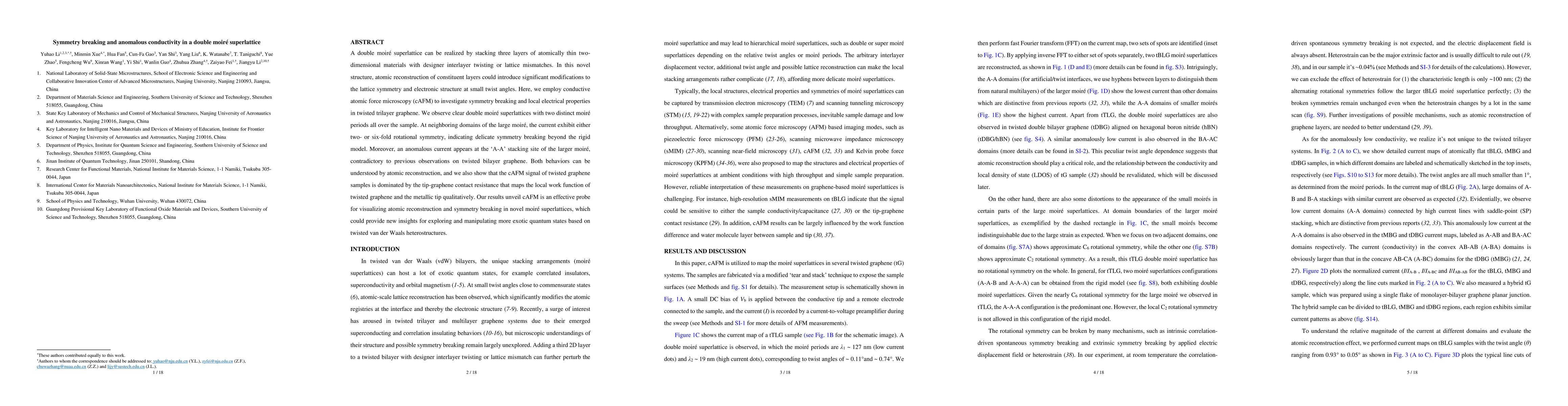 Thumbnail for Symmetry breaking and anomalous conductivity in a double moir\'e
  superlattice
