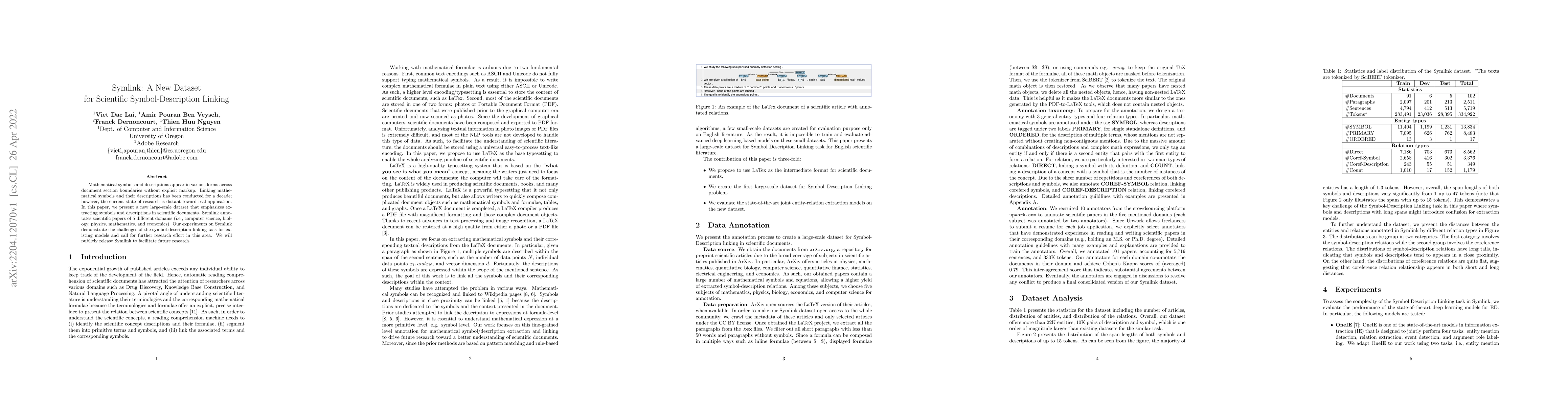 Thumbnail for Symlink: A New Dataset for Scientific Symbol-Description Linking