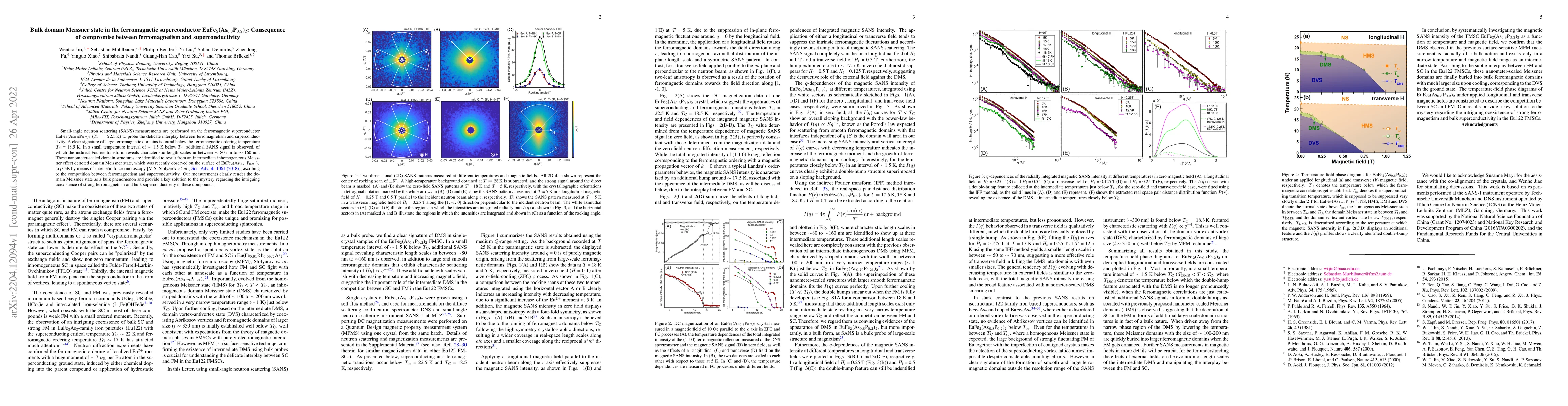 Thumbnail for Bulk domain Meissner state in the ferromagnetic superconductor
  EuFe$_{2}$(As$_{0.8}$P$_{0.2}$)$_{2}$: Consequence of compromise between
  ferromagnetism and superconductivity