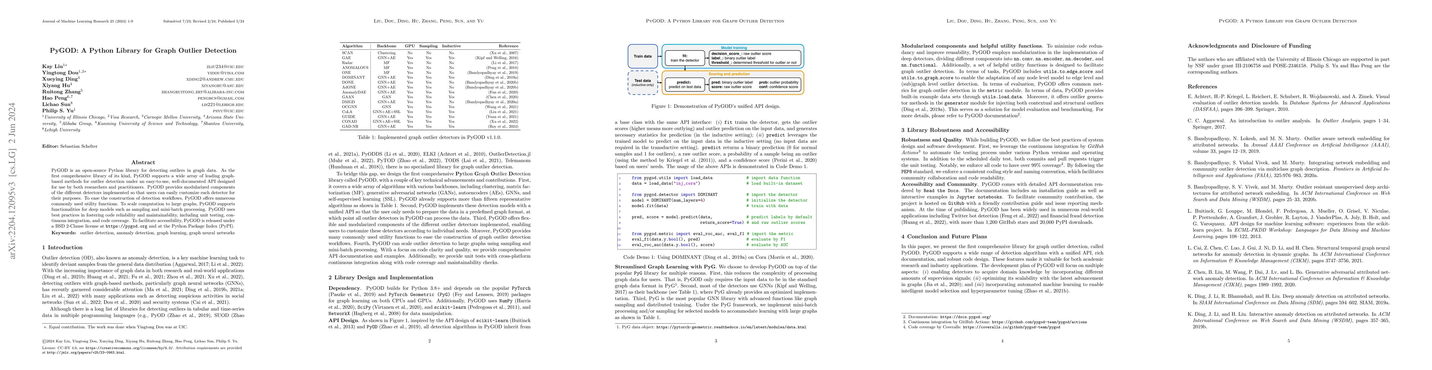 Thumbnail for PyGOD: A Python Library for Graph Outlier Detection