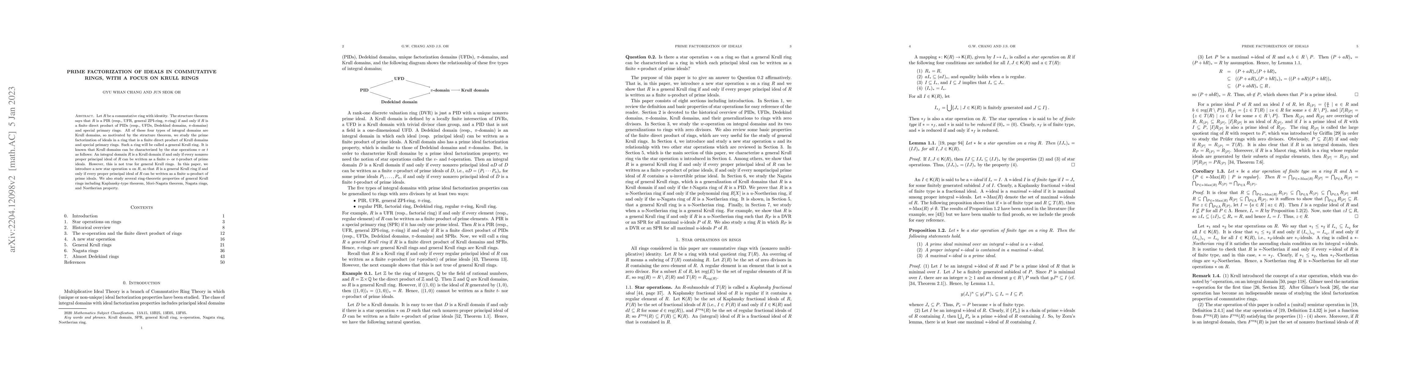 Thumbnail for Prime Factorization of ideals in commutative rings, with a focus on
  Krull rings