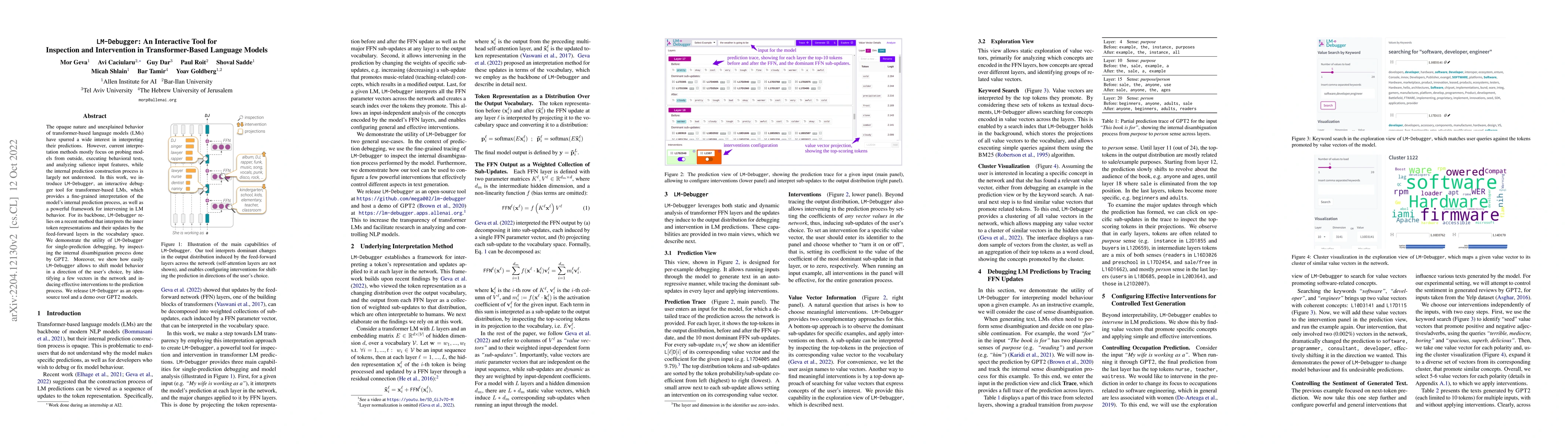 Thumbnail for LM-Debugger: An Interactive Tool for Inspection and Intervention in
  Transformer-Based Language Models