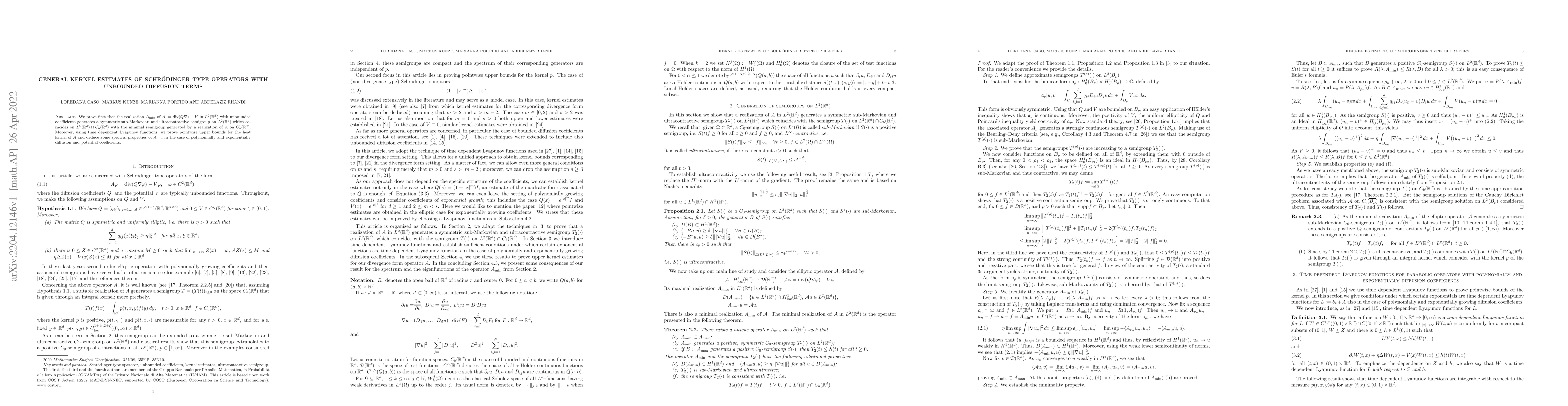Thumbnail for General Kernel estimates of Schr\"odinger type operators with unbounded
  diffusion terms