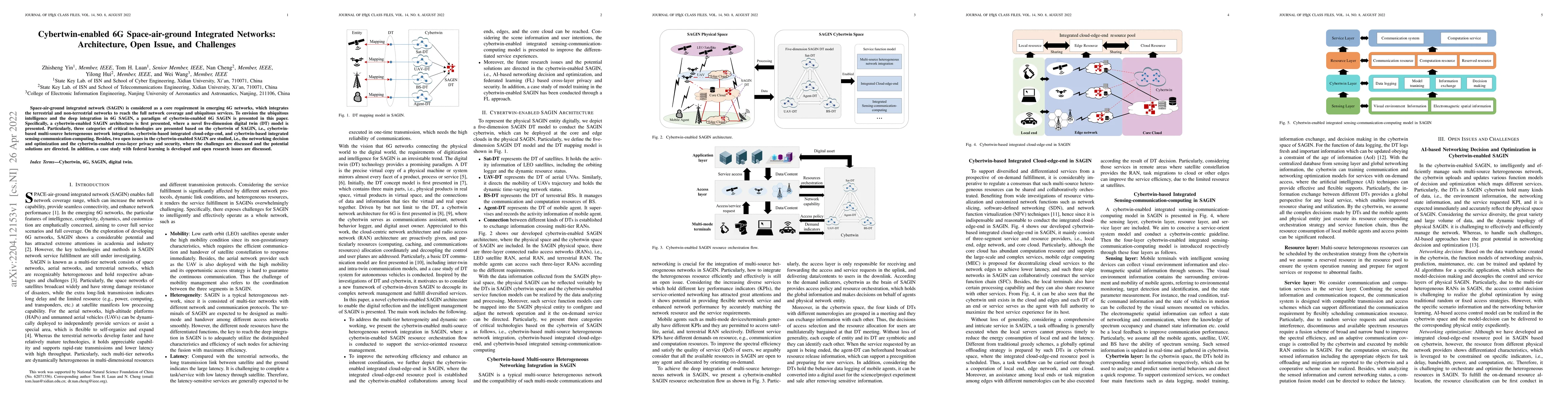 Thumbnail for Cybertwin-enabled 6G Space-air-ground Integrated Networks: Architecture,
  Open Issue, and Challenges