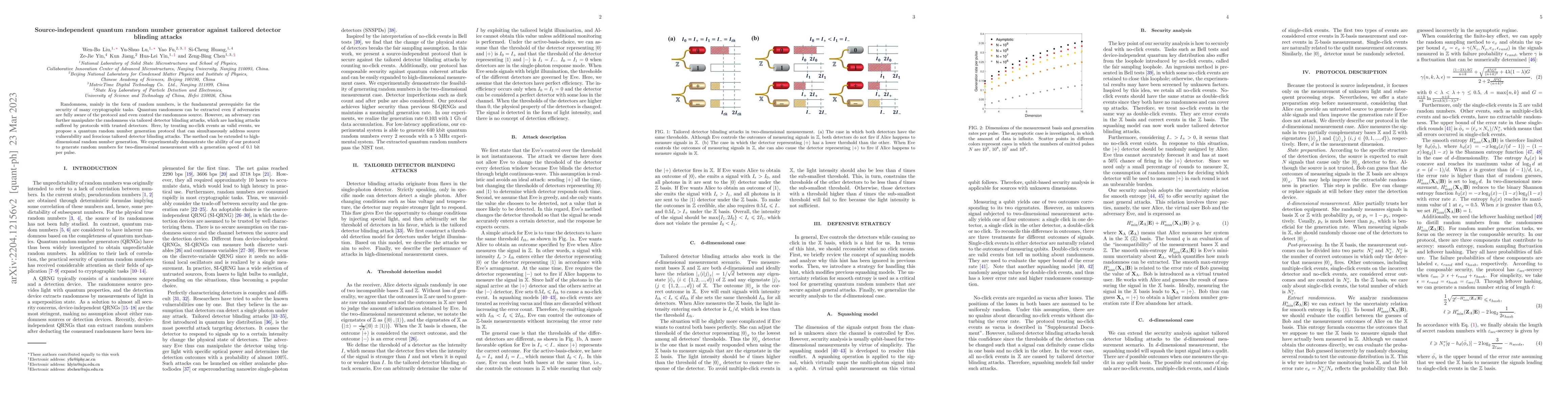 Thumbnail for Source-independent quantum random number generator against tailored
  detector blinding attacks