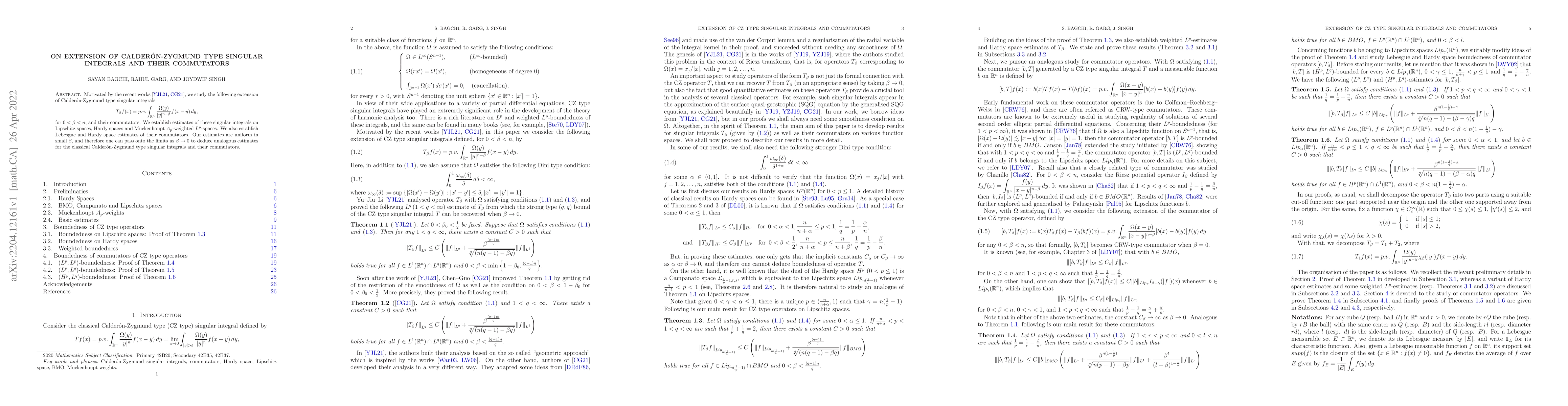 Thumbnail for On extension of Calder\'on-Zygmund type singular integrals and their
  commutators