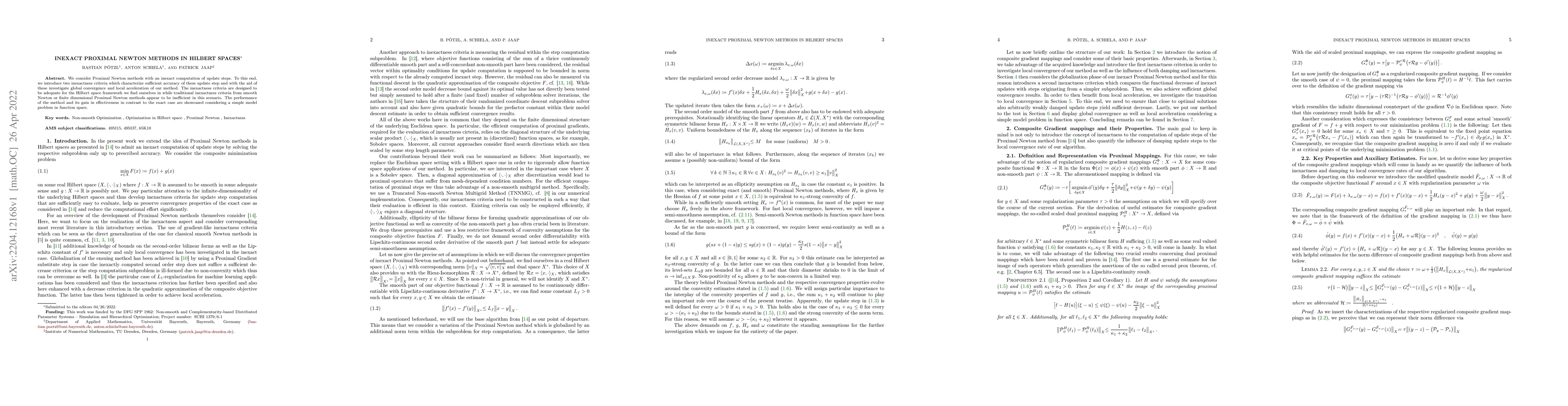 Thumbnail for Inexact Proximal Newton methods in Hilbert spaces