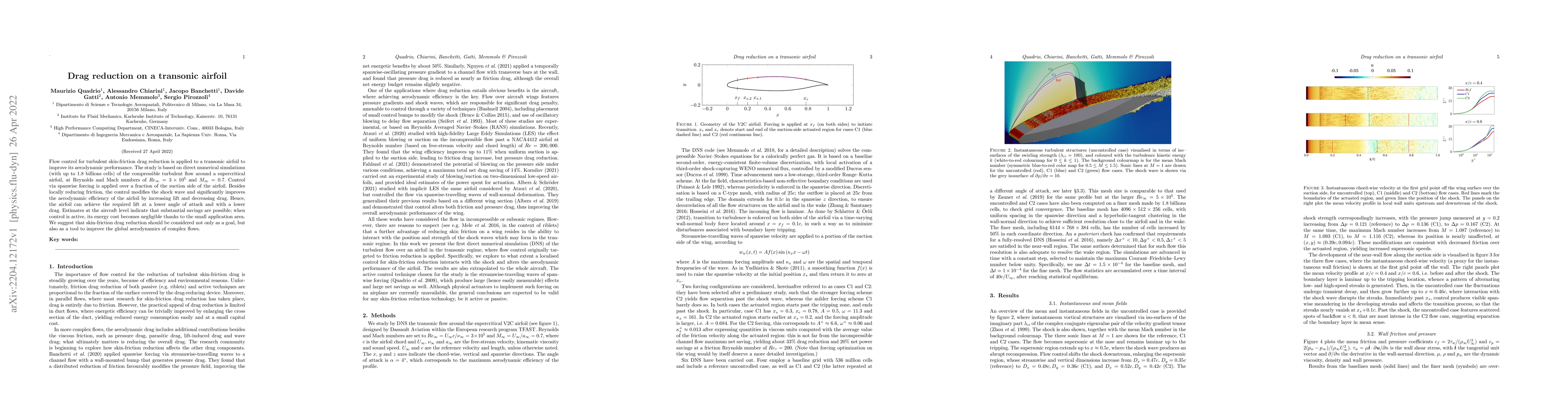 Thumbnail for Drag reduction on a transonic airfoil