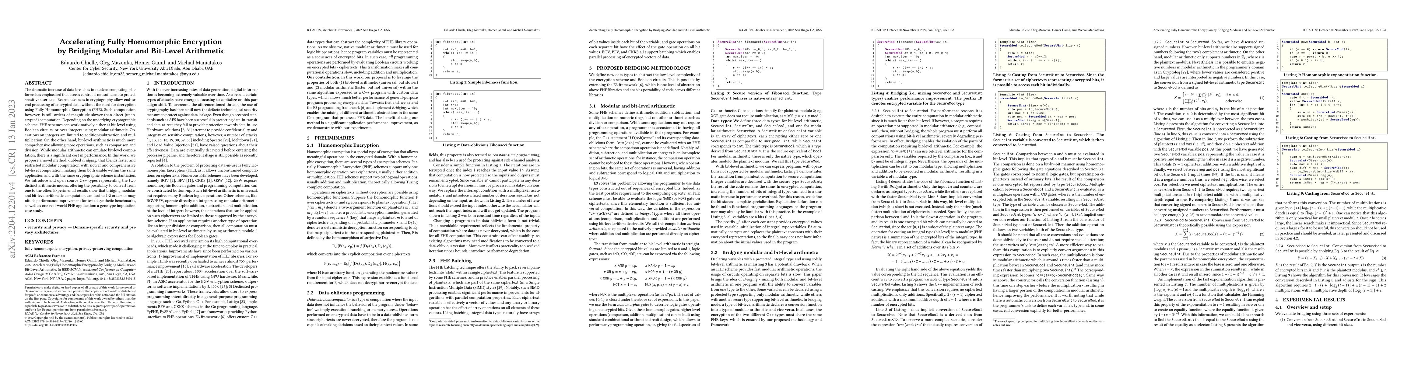 Thumbnail for Accelerating Fully Homomorphic Encryption by Bridging Modular and
  Bit-Level Arithmetic
