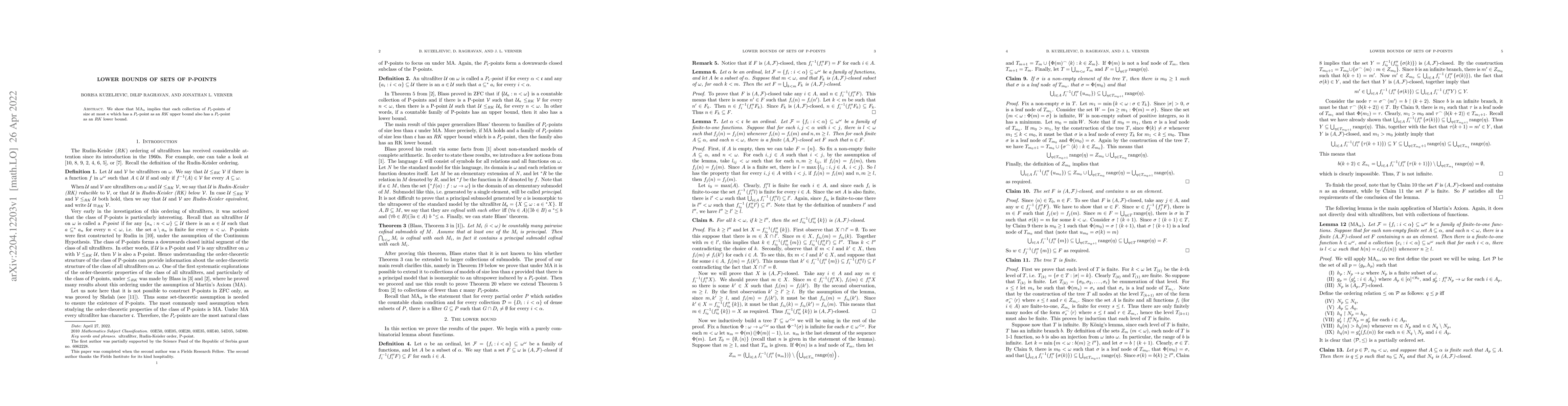 Thumbnail for Lower bounds of sets of P-points