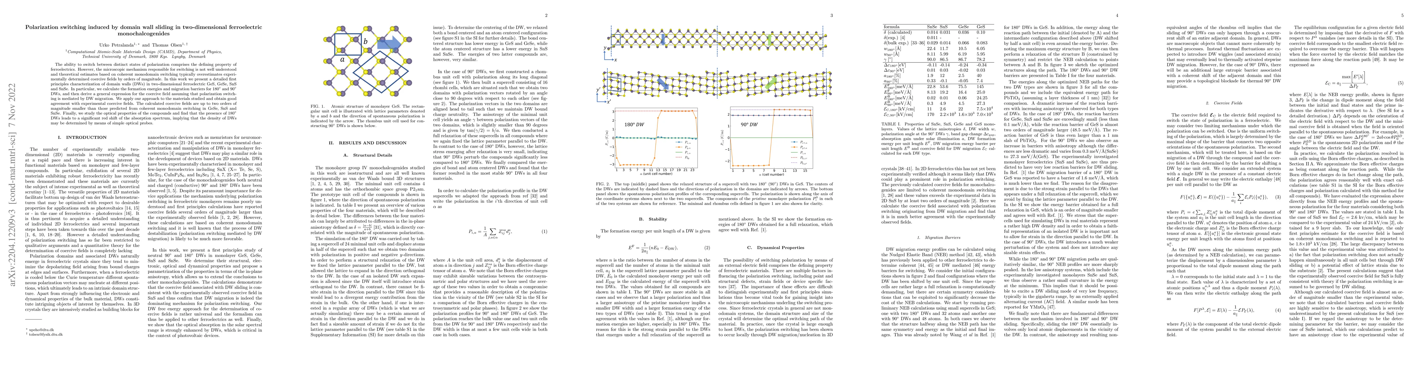 Thumbnail for Polarization switching induced by domain wall sliding in two-dimensional
  ferroelectric monochalcogenides