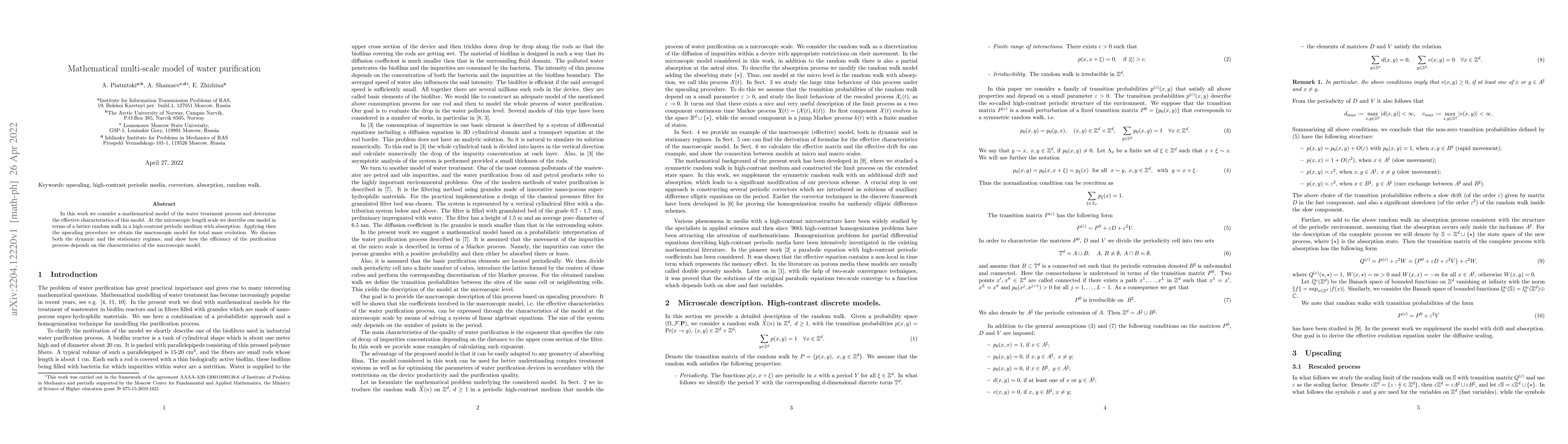 Thumbnail for Mathematical multi-scale model of water purification