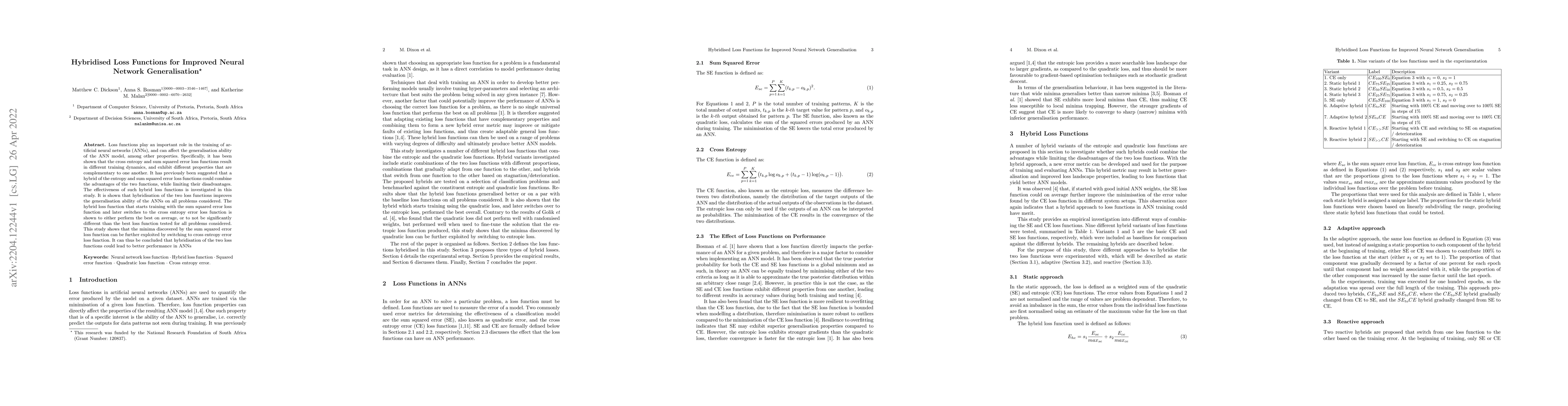 Thumbnail for Hybridised Loss Functions for Improved Neural Network Generalisation