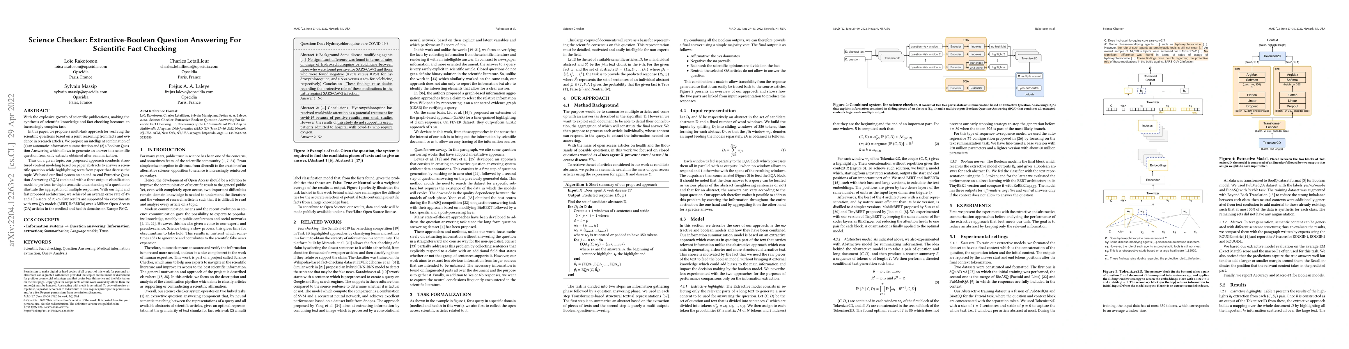 Thumbnail for Science Checker: Extractive-Boolean Question Answering For Scientific
  Fact Checking