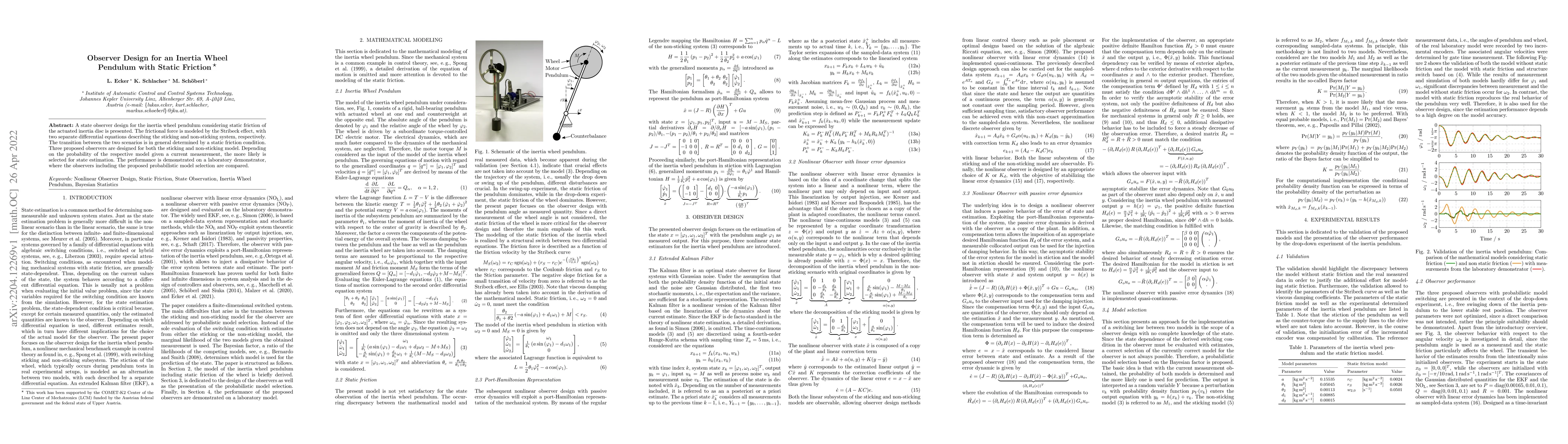 Thumbnail for Observer Design for an Inertia Wheel Pendulum with Static Friction