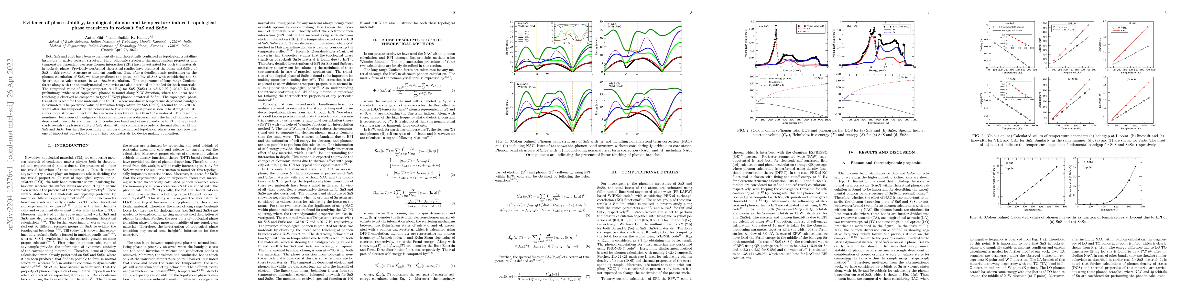 Thumbnail for Evidence of phase stability, topological phonon and temperature-induced
  topological phase transition in rocksalt SnS and SnSe