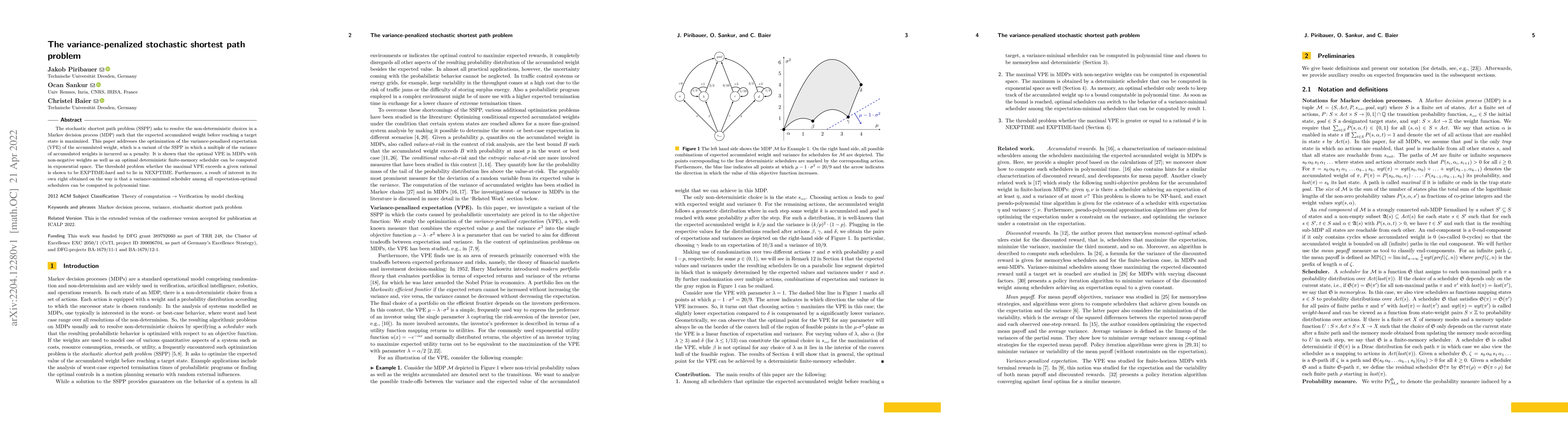 Thumbnail for The variance-penalized stochastic shortest path problem