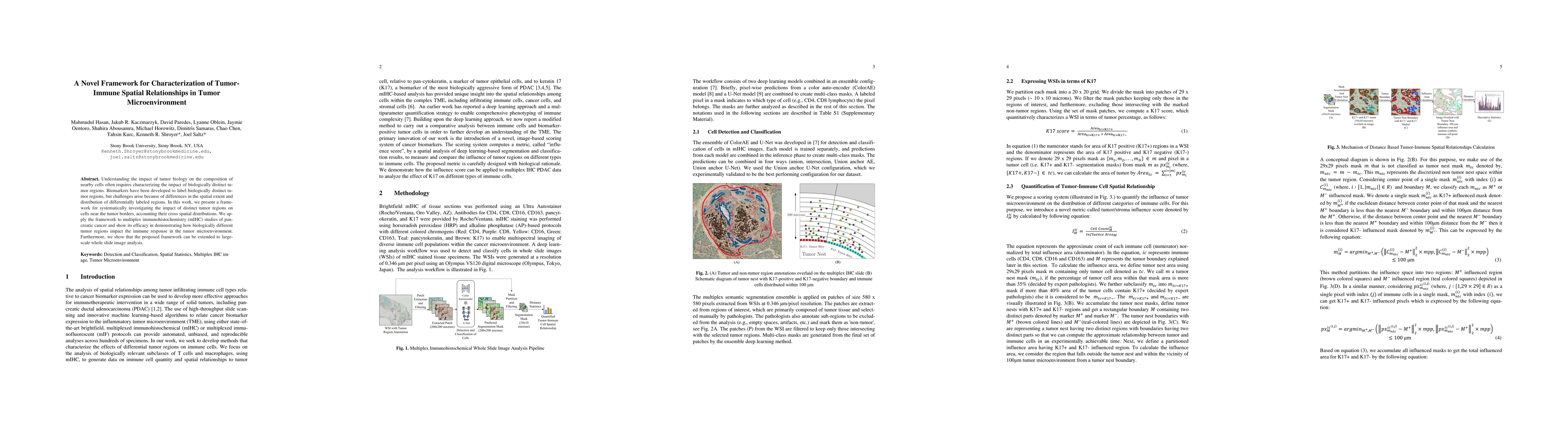 Thumbnail for A Novel Framework for Characterization of Tumor-Immune Spatial
  Relationships in Tumor Microenvironment