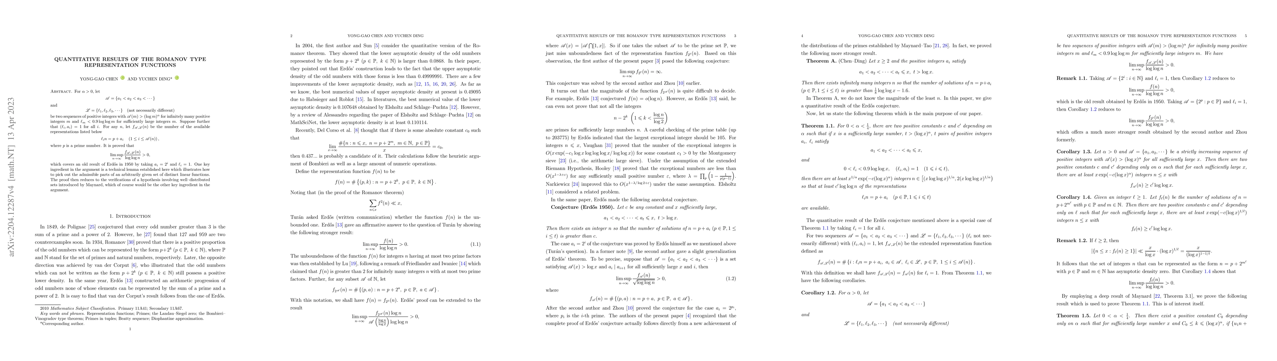 Thumbnail for Quantitative results of the Romanov type representation functions