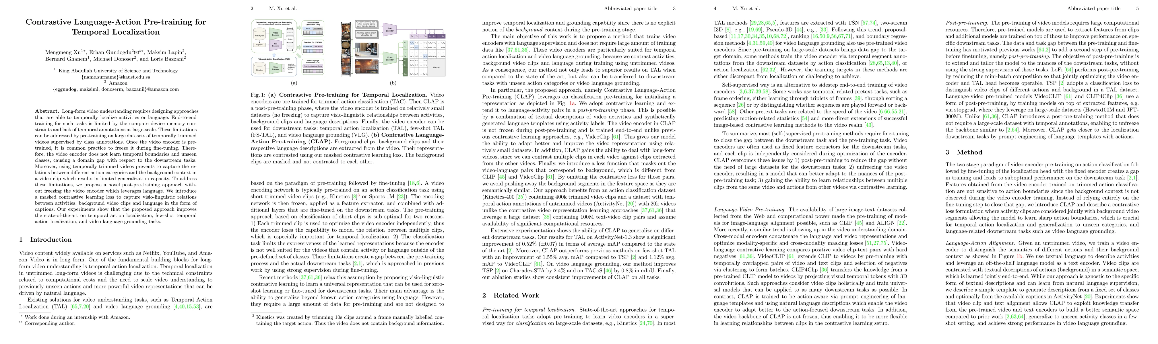Thumbnail for Contrastive Language-Action Pre-training for Temporal Localization