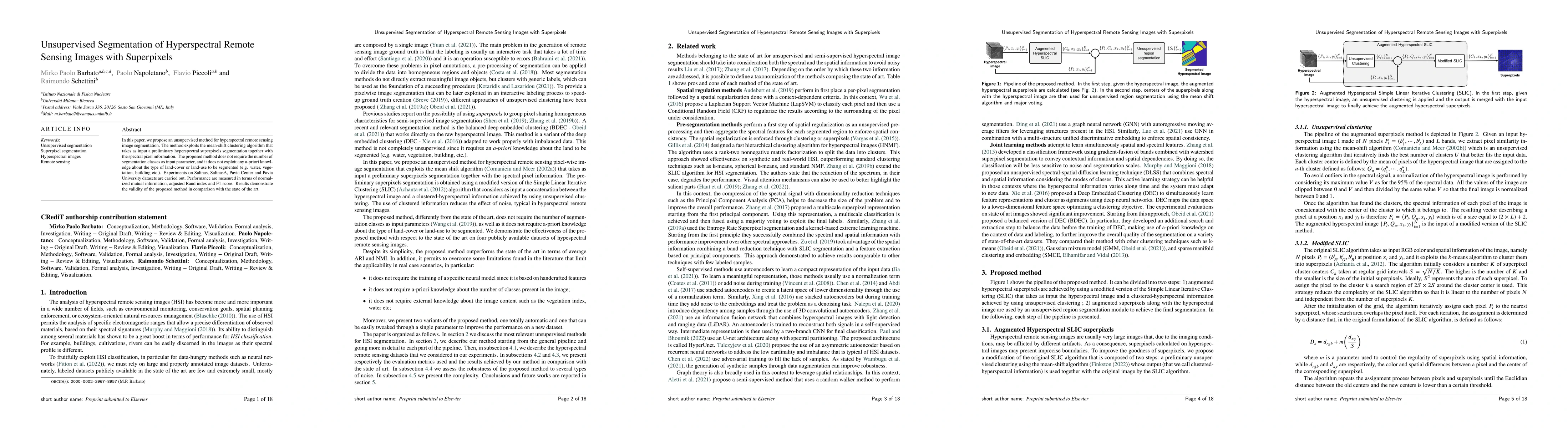 Thumbnail for Unsupervised Segmentation of Hyperspectral Remote Sensing Images with
  Superpixels
