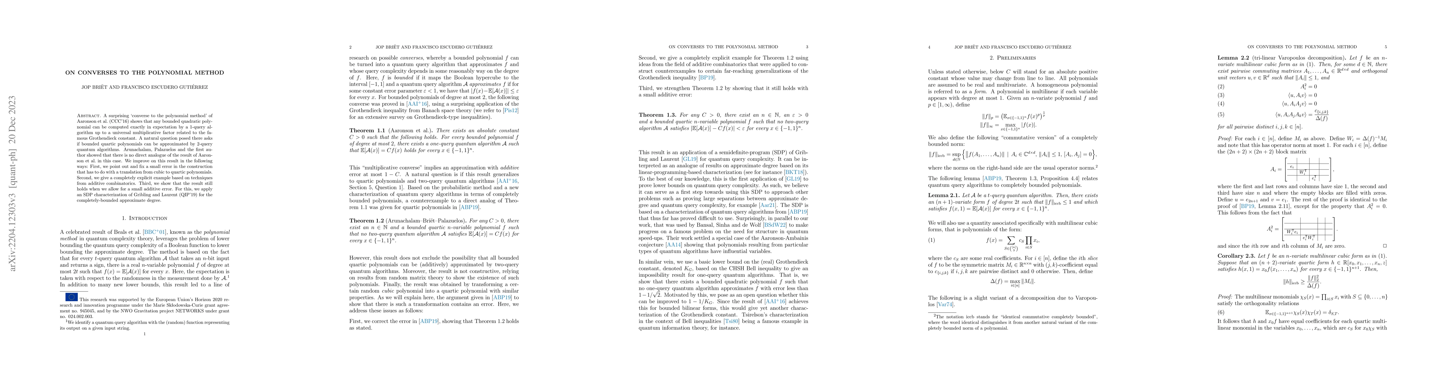 Thumbnail for On converses to the polynomial method