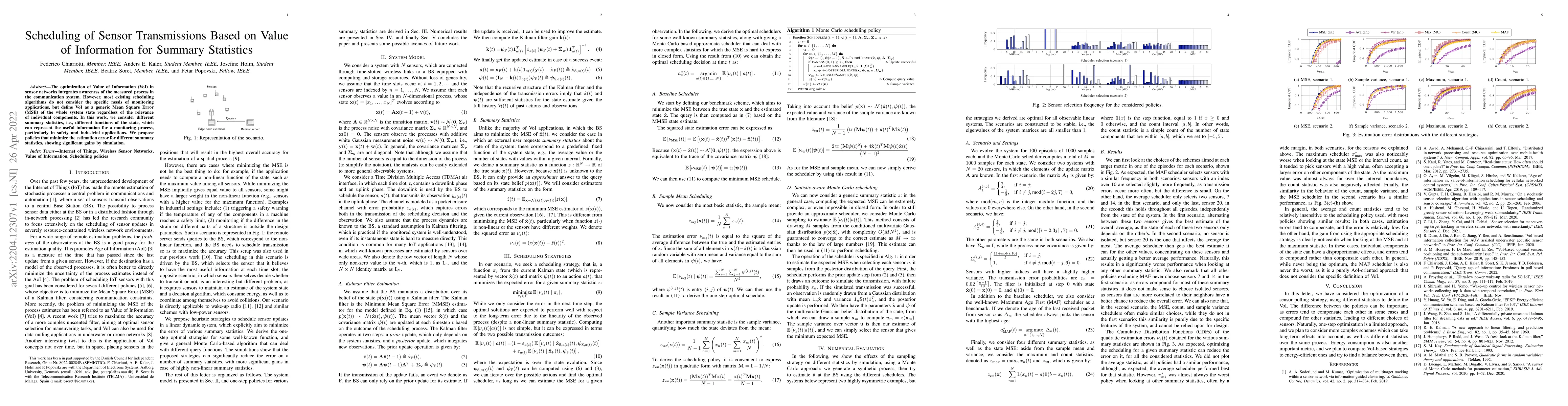 Thumbnail for Scheduling of Sensor Transmissions Based on Value of Information for
  Summary Statistics