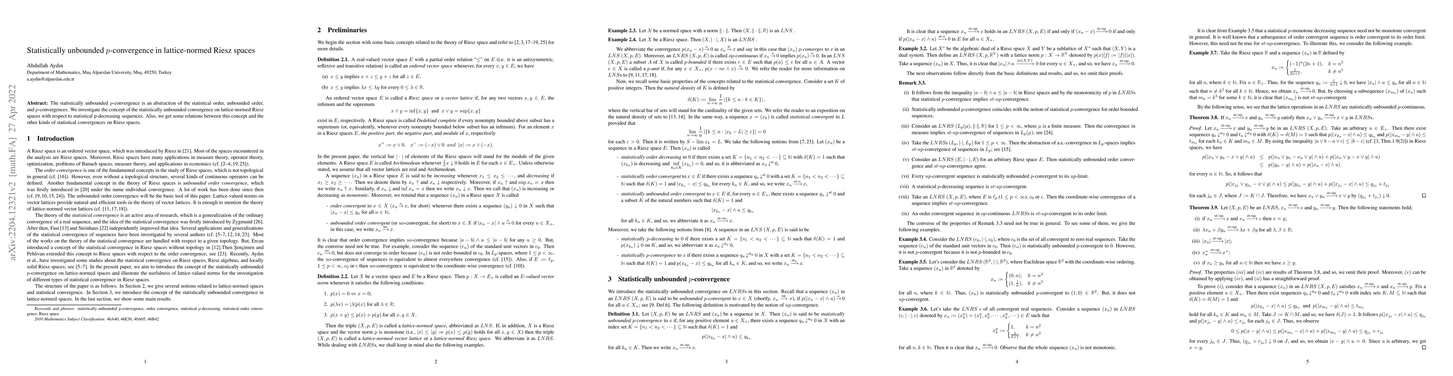 Thumbnail for Statistically unbounded p-convergence in lattice-normed Riesz spaces