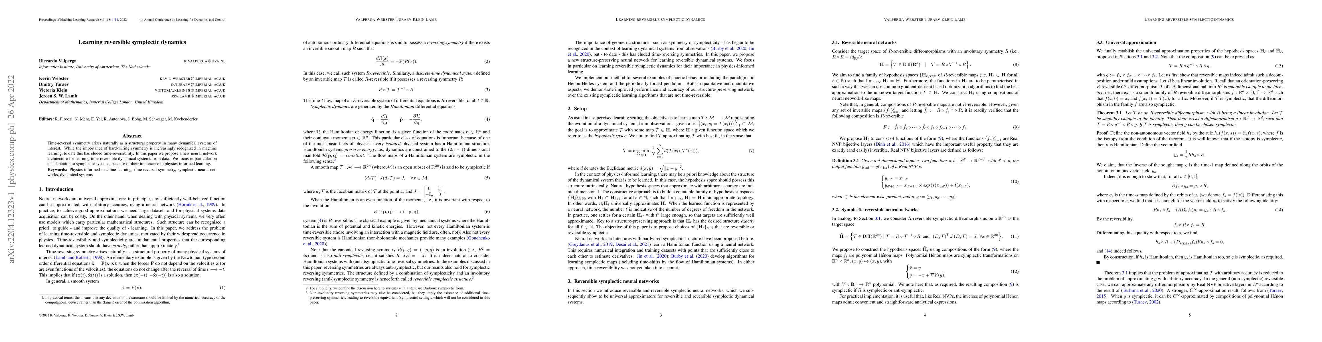 Thumbnail for Learning reversible symplectic dynamics