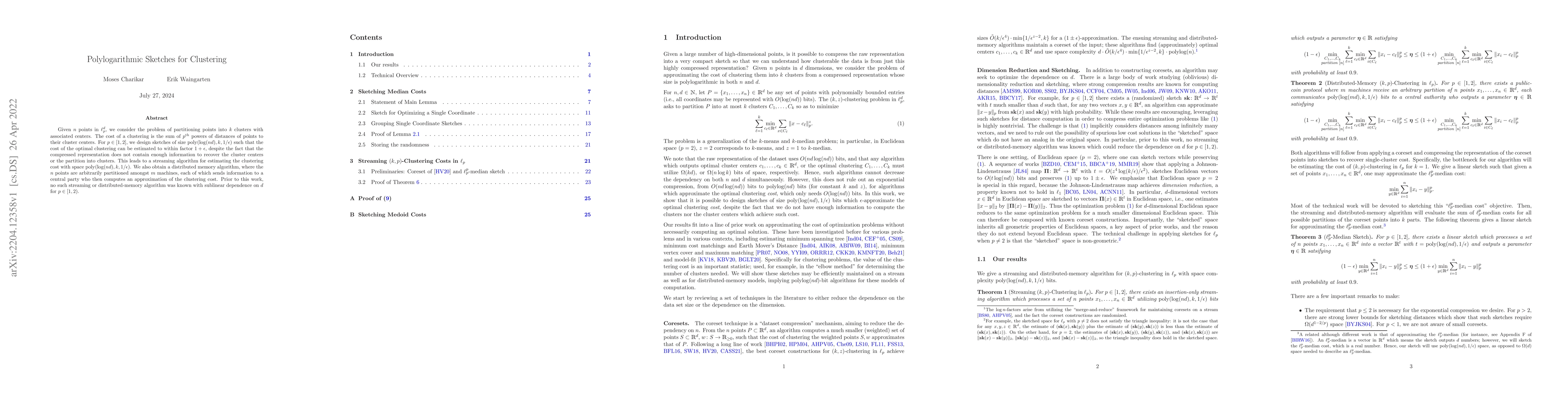 Thumbnail for Polylogarithmic Sketches for Clustering