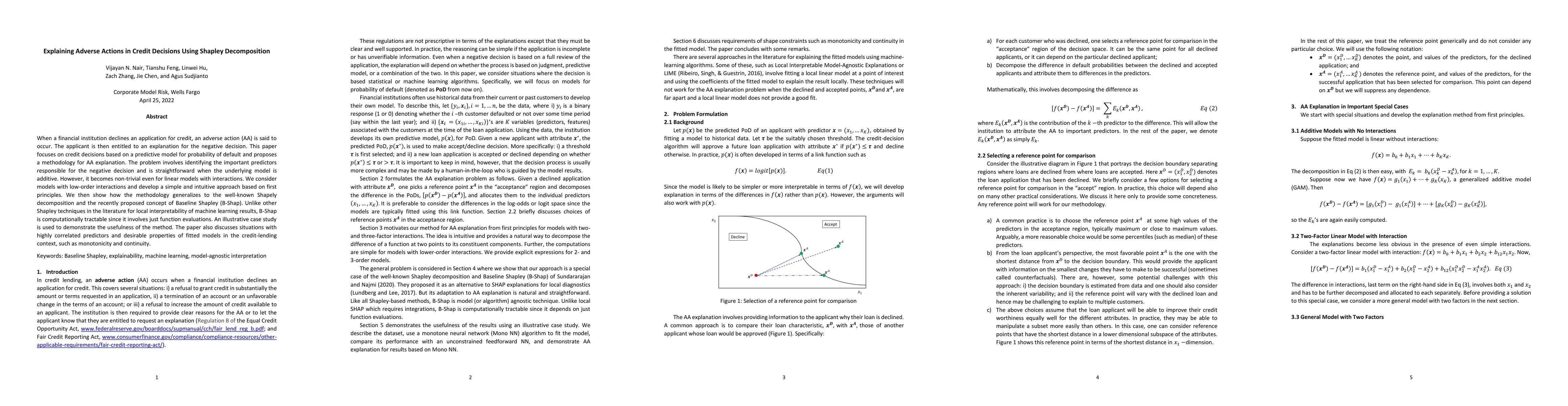 Thumbnail for Explaining Adverse Actions in Credit Decisions Using Shapley
  Decomposition