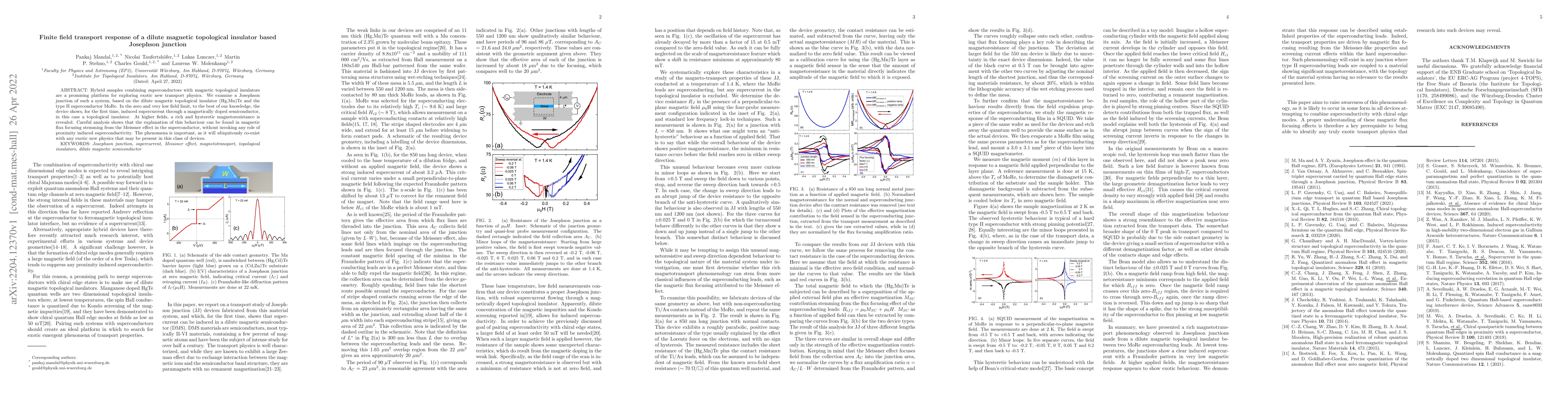 Thumbnail for Finite field transport response of a dilute magnetic topological
  insulator based Josephson junction