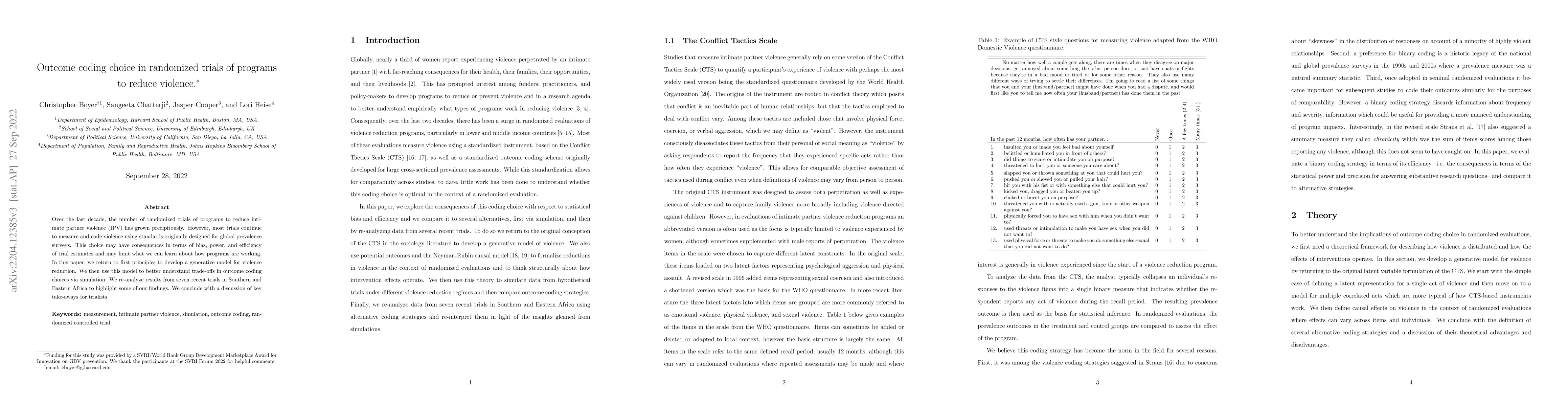 Thumbnail for Outcome coding choice in randomized trials of programs to reduce
  violence
