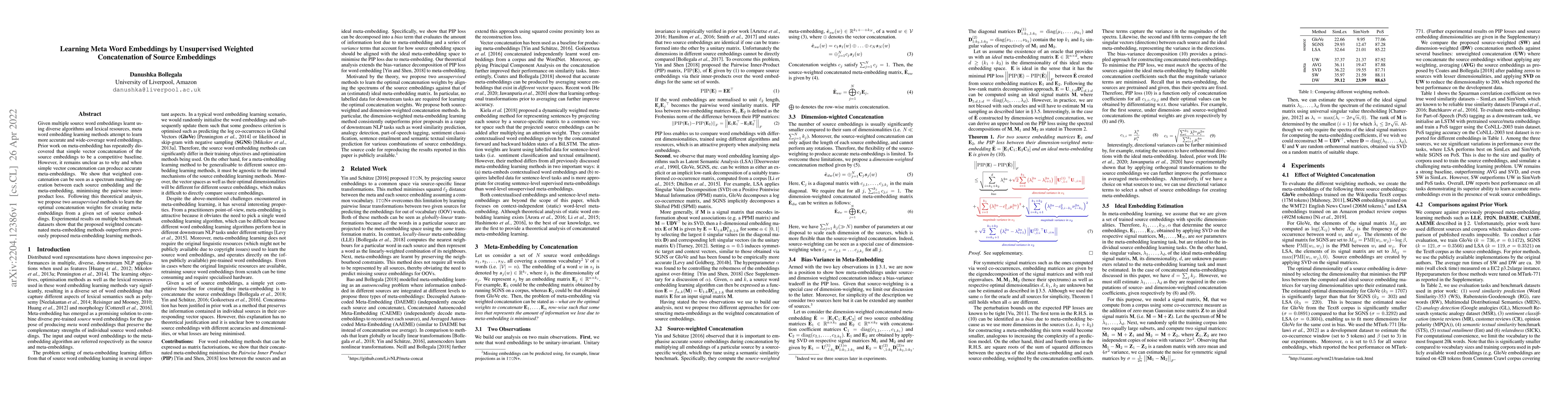 Thumbnail for Learning Meta Word Embeddings by Unsupervised Weighted Concatenation of
  Source Embeddings