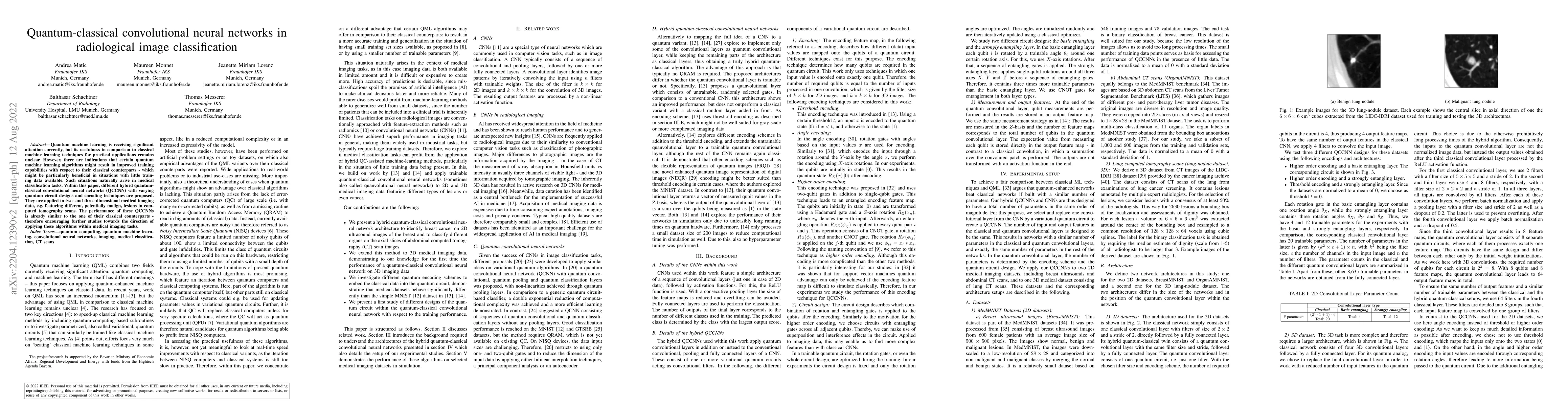 Thumbnail for Quantum-classical convolutional neural networks in radiological image
  classification