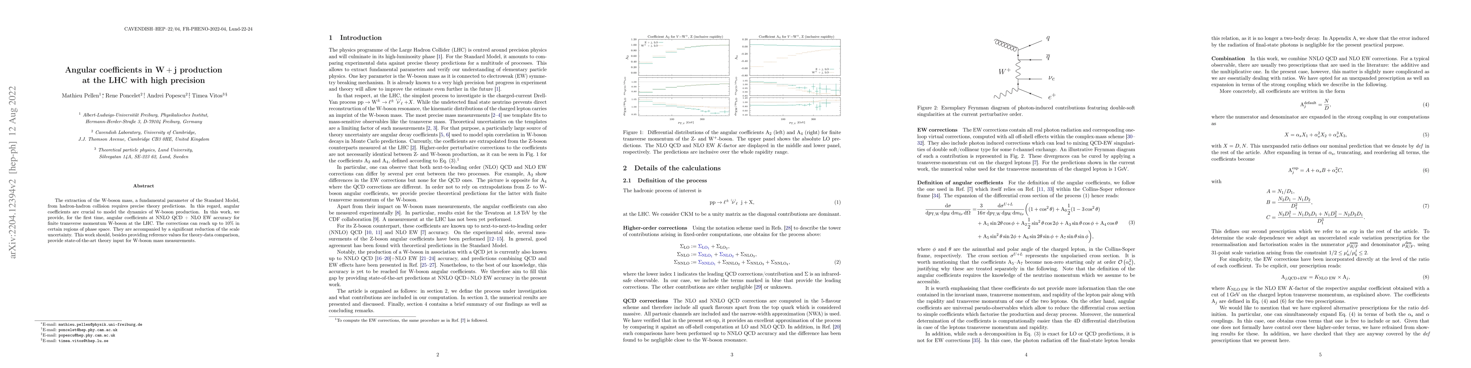 Thumbnail for Angular coefficients in W+j production at the LHC with high precision