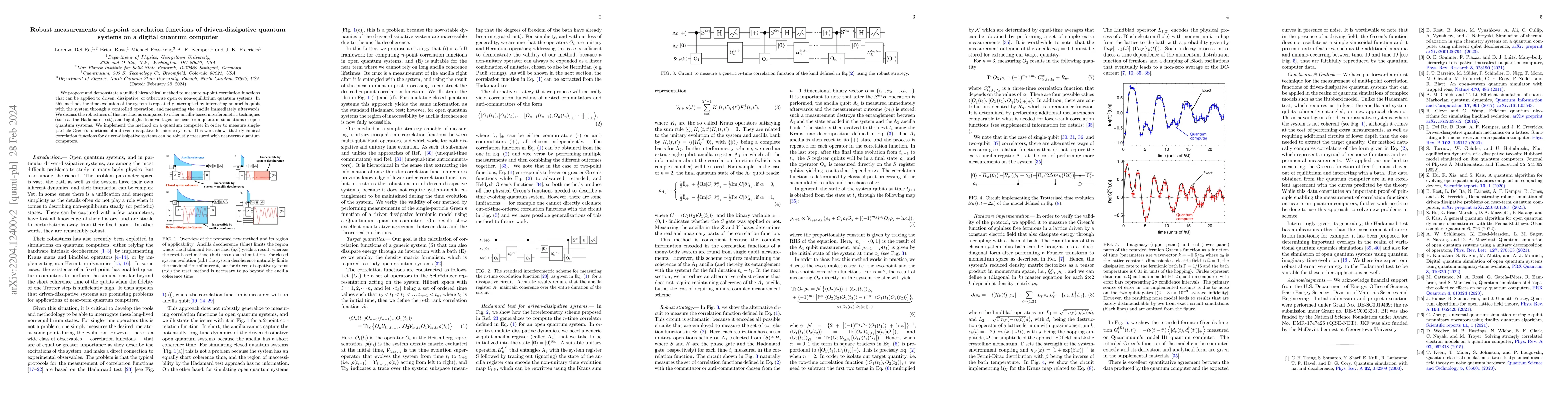 Thumbnail for Robust measurements of $n$-point correlation functions of
  driven-dissipative quantum systems on a digital quantum computer